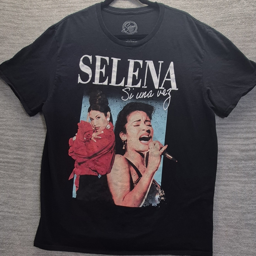 Selena 'Si Una Vez' Graphic Tee - Black with Red & Blue Print Xl Womens
